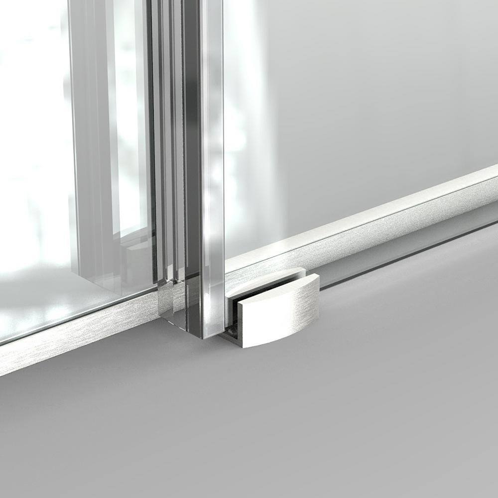 Staykiwi 60 in. W x 76 in. H Sliding Frameless Shower Door in Brushed Nickel Finish with Frosted Glass