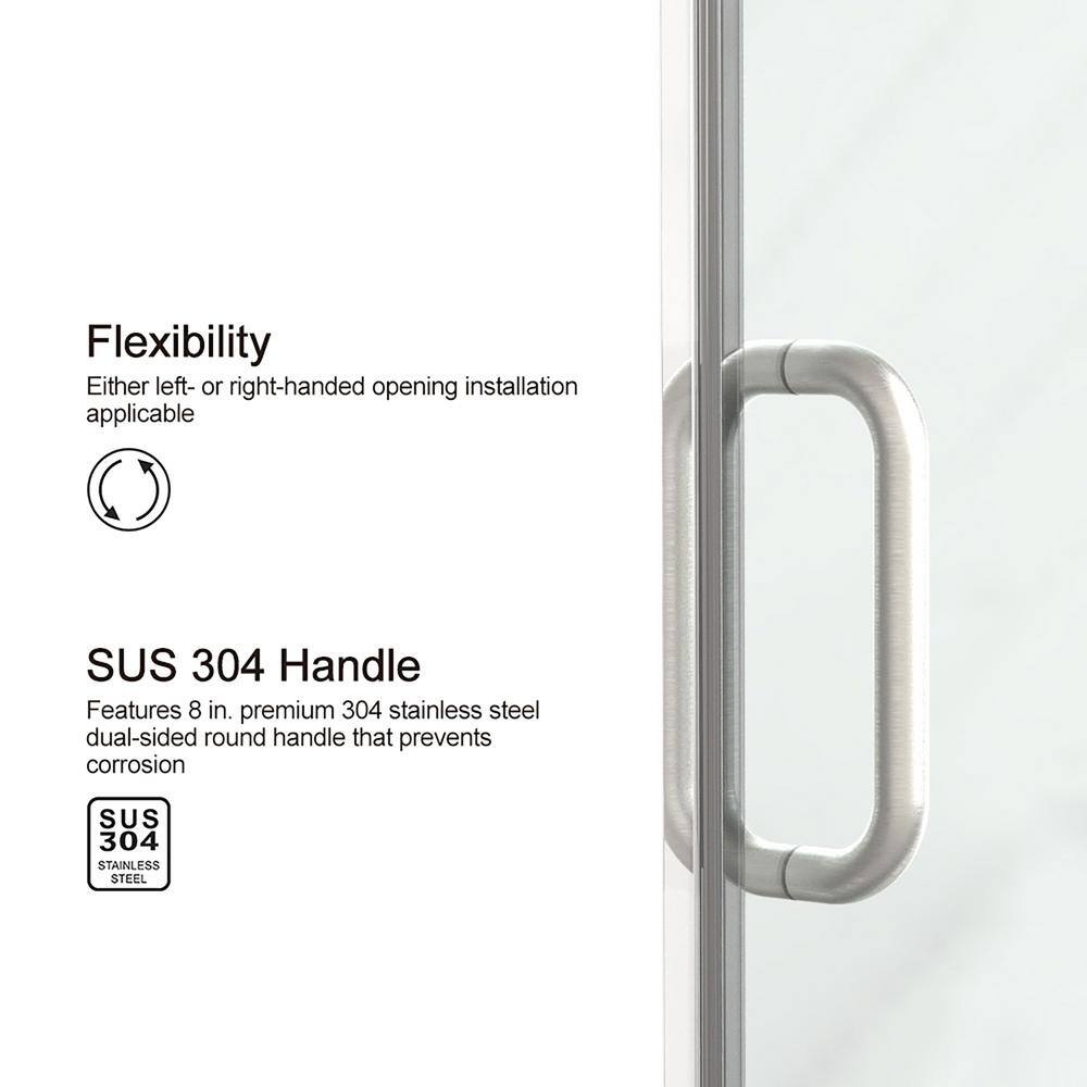 Staykiwi 60 in. W x 76 in. H Sliding Frameless Shower Door in Brushed Nickel Finish with Frosted Glass