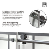 Staykiwi 60 in. W x 76 in. H Sliding Semi-Frameless Shower Door in Matte Black Finish with Patterned Glass