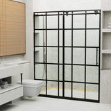 Staykiwi 60 in. W x 76 in. H Sliding Semi-Frameless Shower Door in Matte Black Finish with Patterned Glass