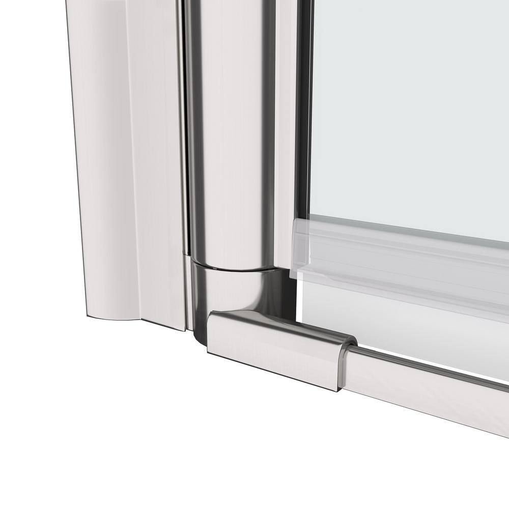 Staykiwi 24 to 25.37 in. W x 72 in. H Semi Frameless Pivot Shower Door in Chrome Finish with Clear Tempered Glass