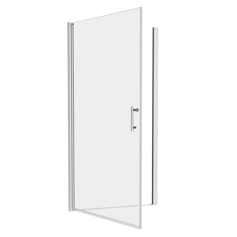 Staykiwi 24 to 25.37 in. W x 72 in. H Semi Frameless Pivot Shower Door in Chrome Finish with Clear Tempered Glass