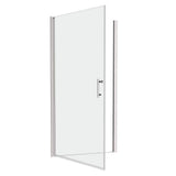 Staykiwi 24 to 25.37 in. W x 72 in. H Semi Frameless Pivot Shower Door in Chrome Finish with Clear Tempered Glass