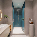 Staykiwi 24 to 25.37 in. W x 72 in. H Semi Frameless Pivot Shower Door in Chrome Finish with Clear Tempered Glass