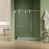 Staykiwi 60 in. W x 76.68 in. H Sliding Frameless Shower Door in Nickel Finish with Clear Glass