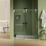 Staykiwi 60 in. W x 76.68 in. H Sliding Frameless Shower Door in Nickel Finish with Clear Glass