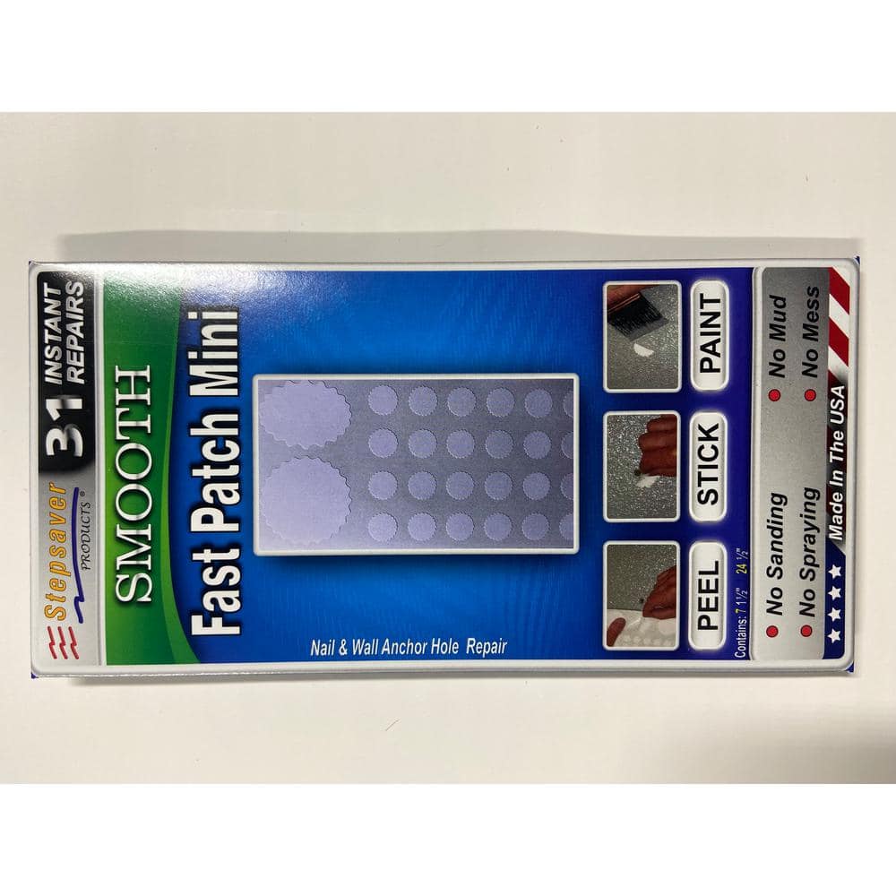 Stepsaver PRODUCTS Seven 1.5 in. and (24) 1/2 in. Fast Patch Mini Self Adhesive Smooth Wall Repair Patch Kit