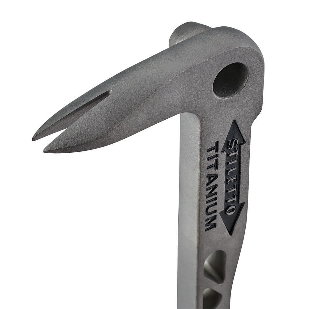 Stiletto Drywall Axe Fiberglass Hammer with 13 in. Handle with 12 in. Titanium Clawbar Nail Puller with Dimpler