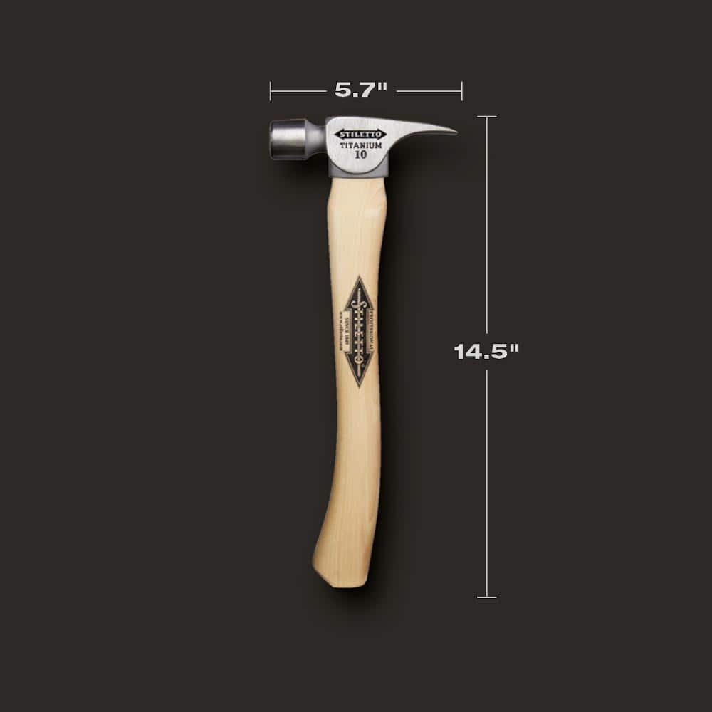 Stiletto 10 oz. Titanium Smooth Face Hammer with 14 1/2 in. Curved Hickory Handle