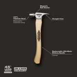 Stiletto 10 oz. Titanium Smooth Face Hammer with 14 1/2 in. Curved Hickory Handle