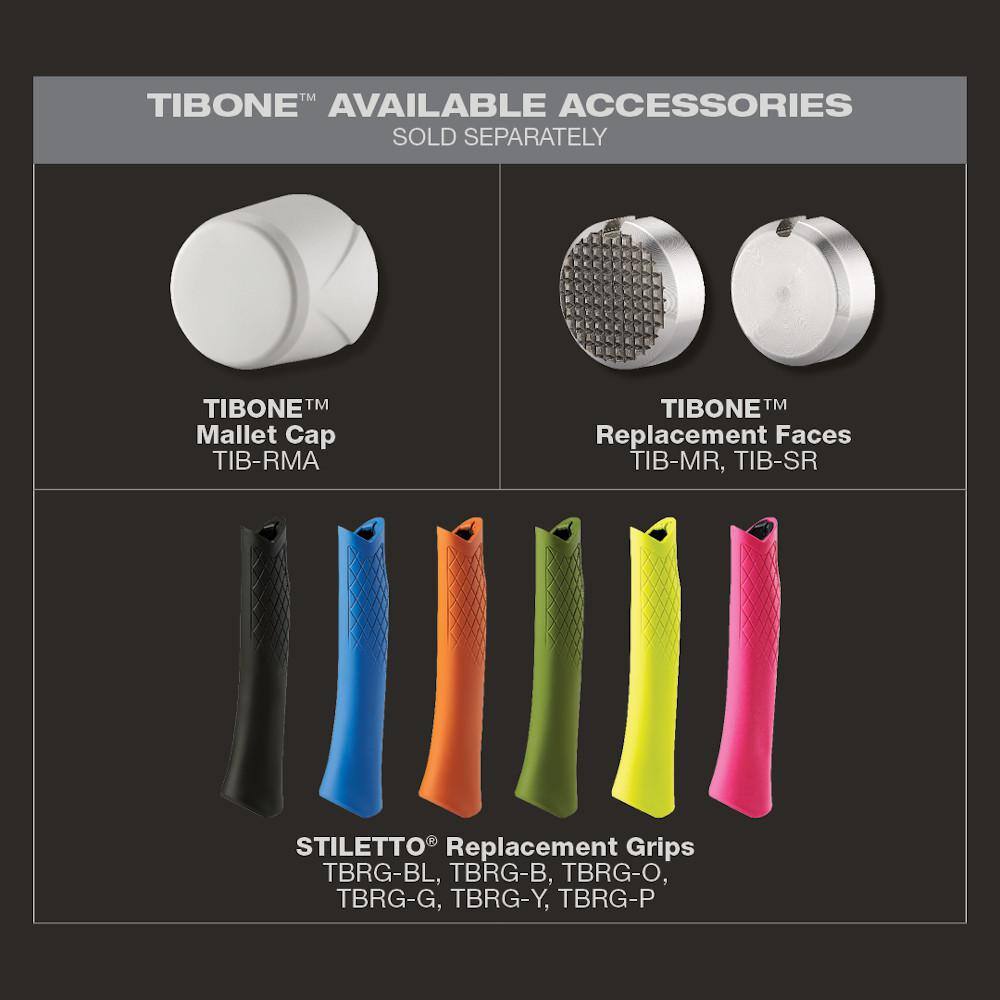 Stiletto 15 oz. TiBone Milled Face with Curved Handle with Green Replacement Grip (2-Piece)