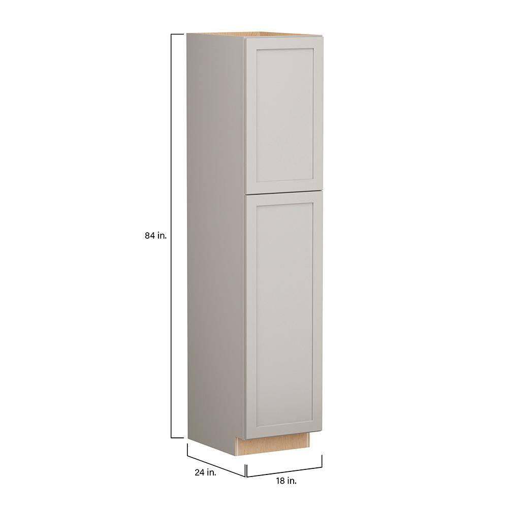 Shaker Full Overlay 18 in. W x 24 in. D x 84 in. H Plywood Assembled Utility Kitchen Cabinet in Stone Gray