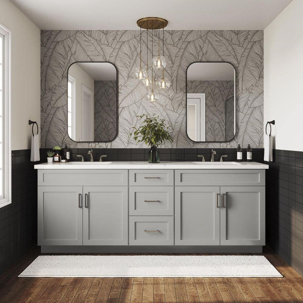 Shaker Full Overlay 36 in. W x 20.75 in. D x 34.5 in. H Plywood Assembled Vanity Sink Base Bath Cabinet in Stone Gray