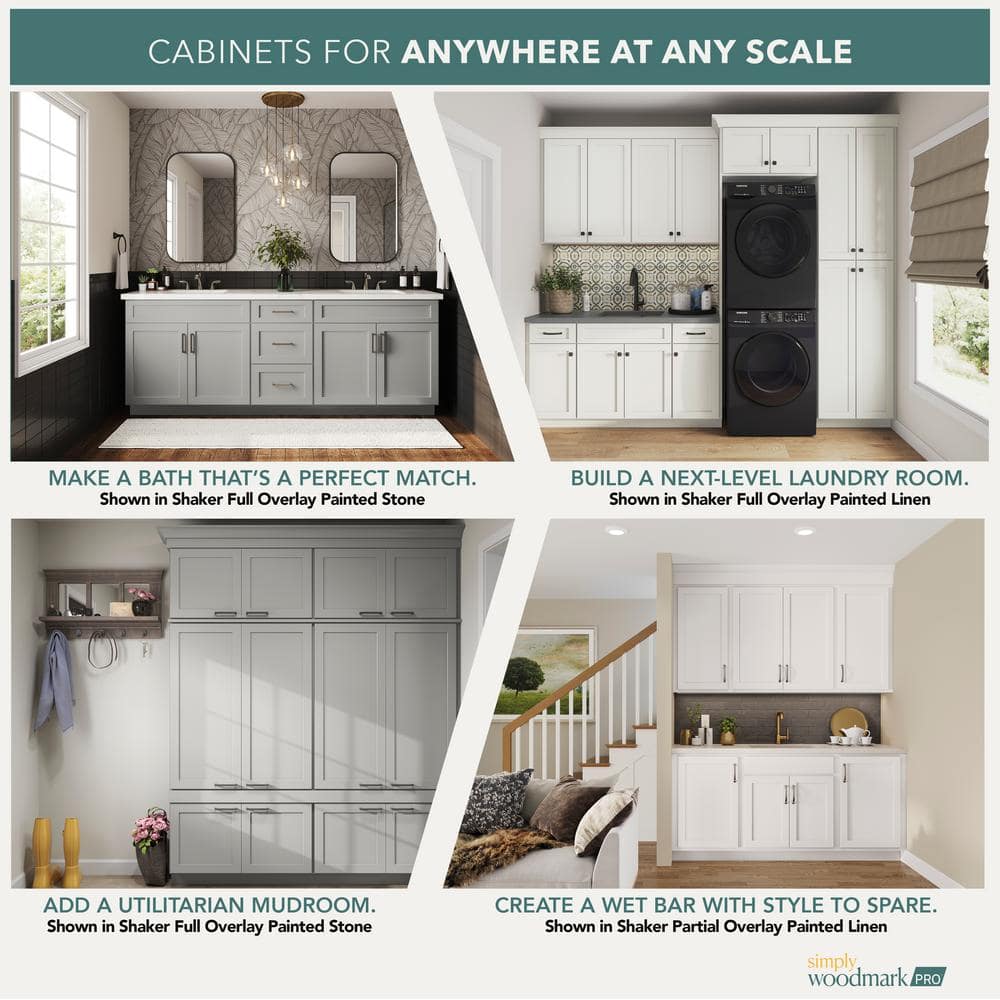 Shaker Full Overlay 36 in. W x 20.75 in. D x 34.5 in. H Plywood Assembled Vanity Sink Base Bath Cabinet in Stone Gray