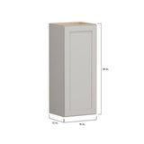 Shaker Full Overlay 15 in. W x 12 in. D x 36 in. H Plywood Assembled Wall Kitchen Cabinet in Stone Gray