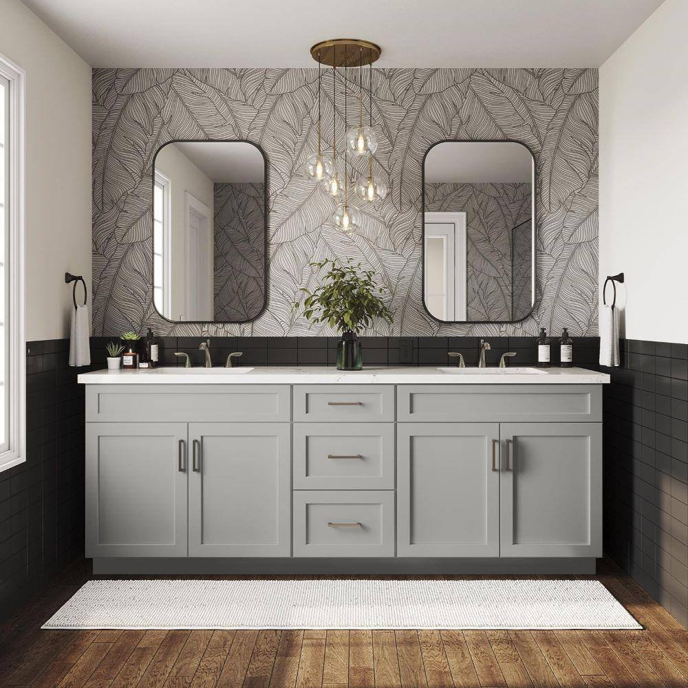 Shaker Full Overlay 18 in. W x 12 in. D x 30 in. H Plywood Assembled Wall Kitchen Cabinet in Stone Gray