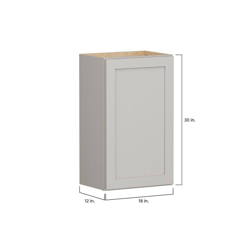 Shaker Full Overlay 18 in. W x 12 in. D x 30 in. H Plywood Assembled Wall Kitchen Cabinet in Stone Gray