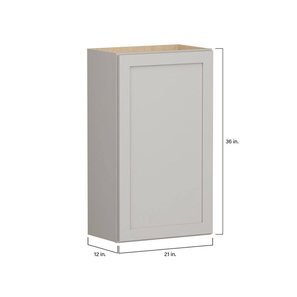 Shaker Full Overlay 21 in. W x 12 in. D x 36 in. H Plywood Assembled Wall Kitchen Cabinet in Stone Gray