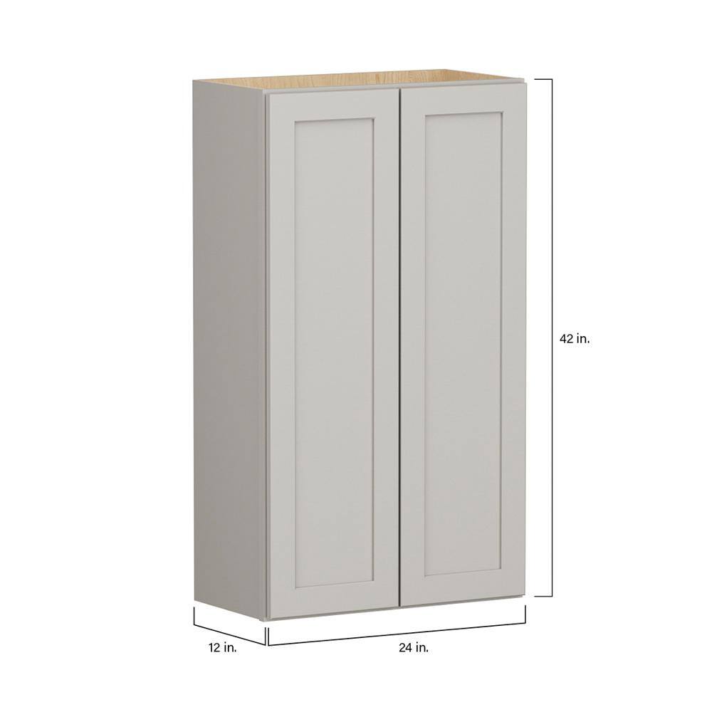 Shaker Full Overlay 24 in. W x 12 in. D x 42 in. H Plywood Assembled Wall Kitchen Cabinet in Stone Gray