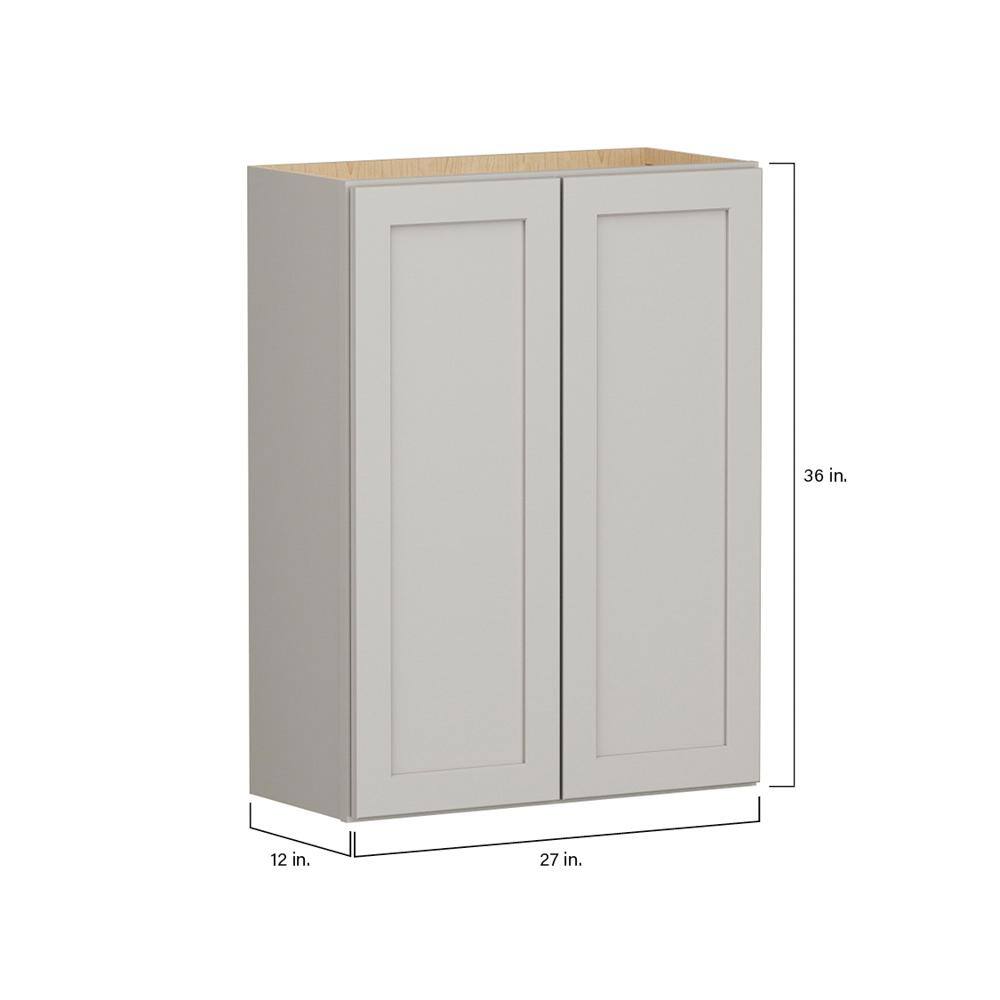 Shaker Full Overlay 27 in. W x 12 in. D x 36 in. H Plywood Assembled Wall Kitchen Cabinet in Stone Gray