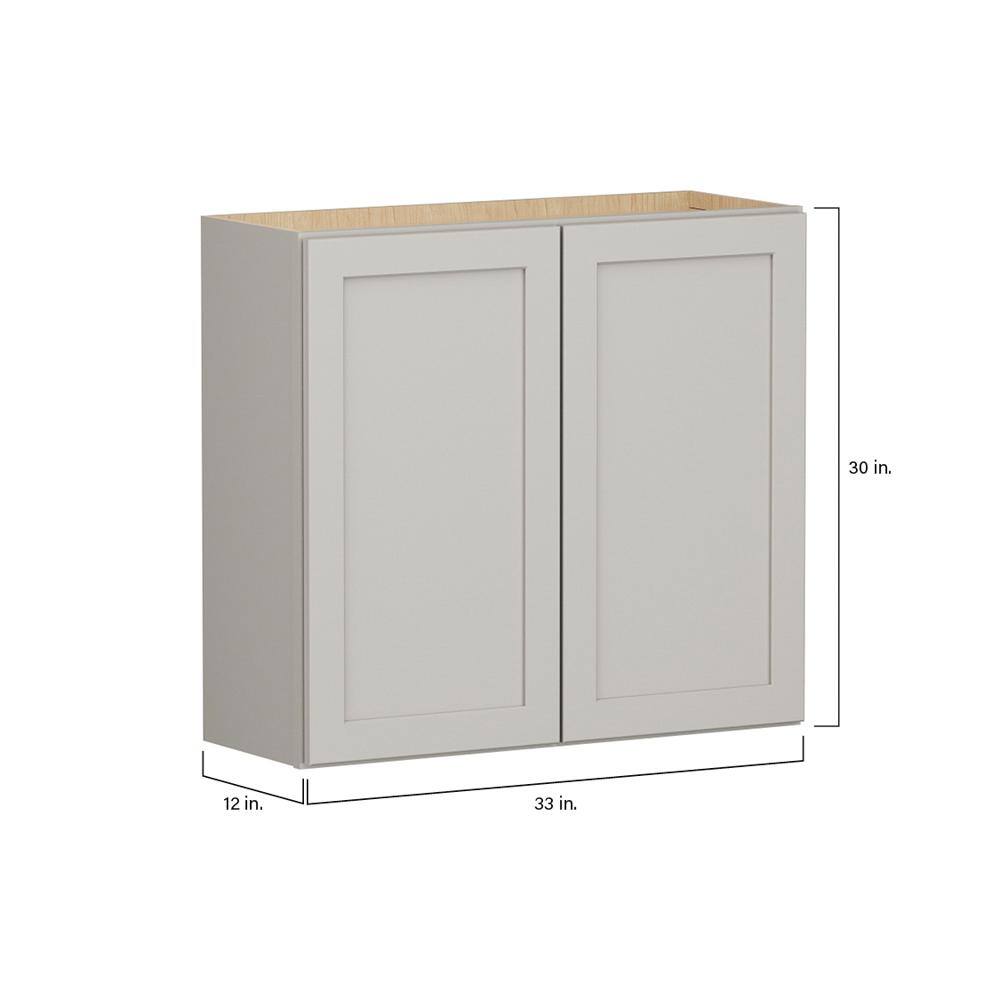 Shaker Full Overlay 33 in. W x 12 in. D x 30 in. H Plywood Assembled Wall Kitchen Cabinet in Stone Gray