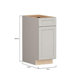 SIMPLY WOODMARK PRO Shaker Full Overlay 15 in. W. x 24 in. D x 34.5 in. H Plywood Assembled Base Kitchen Cabinet in Stone Gray