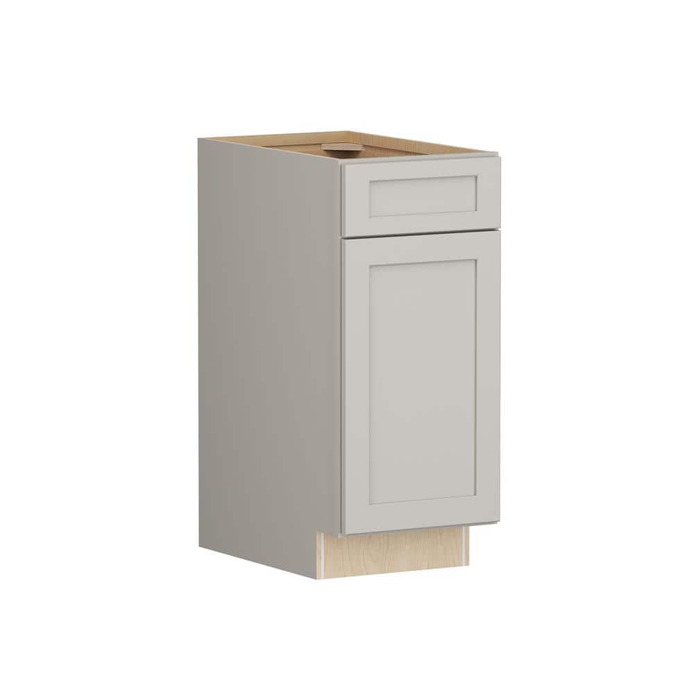 SIMPLY WOODMARK PRO Shaker Full Overlay 15 in. W. x 24 in. D x 34.5 in. H Plywood Assembled Base Kitchen Cabinet in Stone Gray