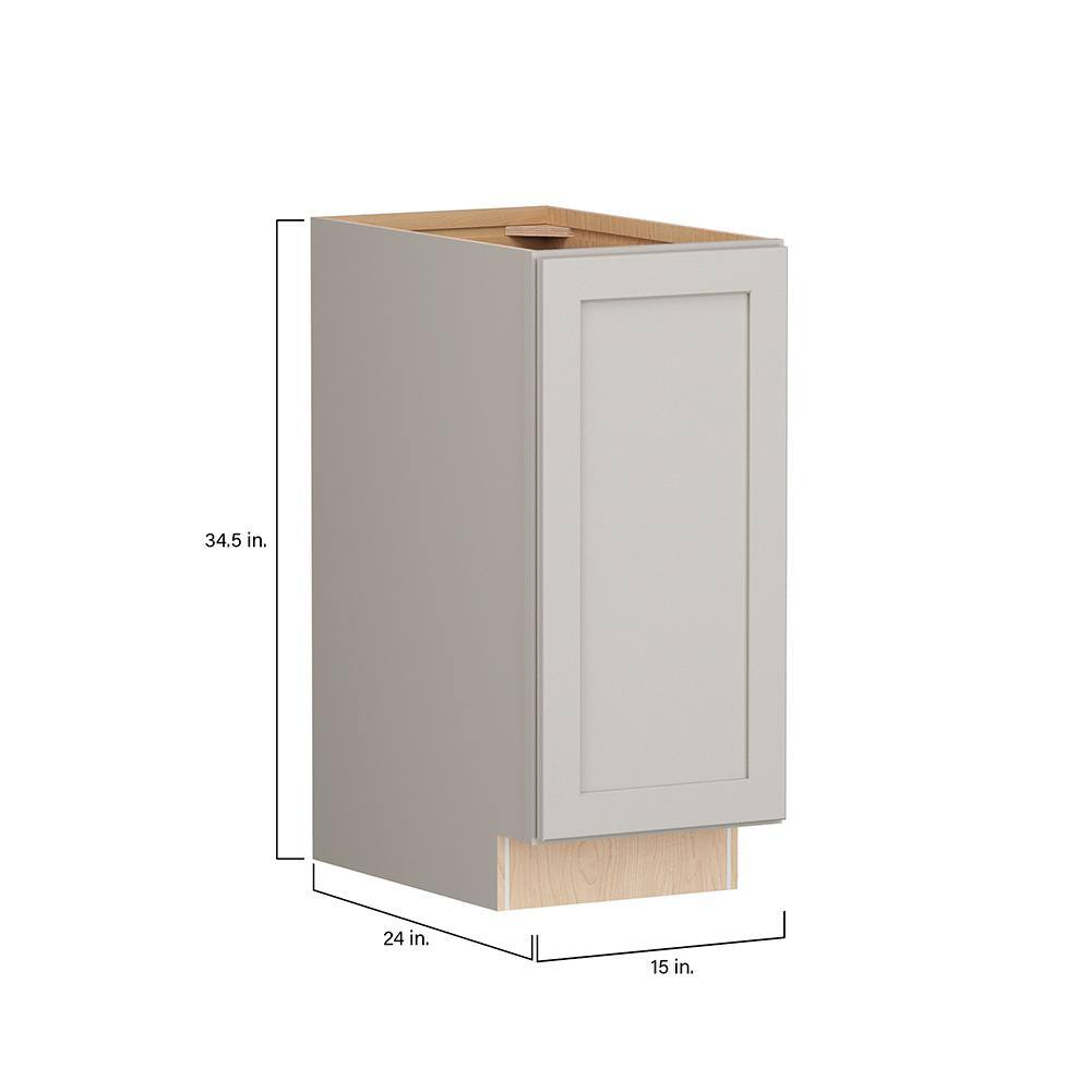 SIMPLY WOODMARK PRO Shaker Full Overlay 15 in. W. x 24 in. D x 34.5 in. H Plywood Assembled Full Height Base Kitchen Cabinet in Stone Gray