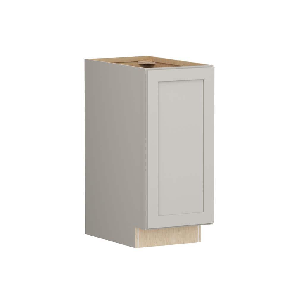 SIMPLY WOODMARK PRO Shaker Full Overlay 15 in. W. x 24 in. D x 34.5 in. H Plywood Assembled Full Height Base Kitchen Cabinet in Stone Gray