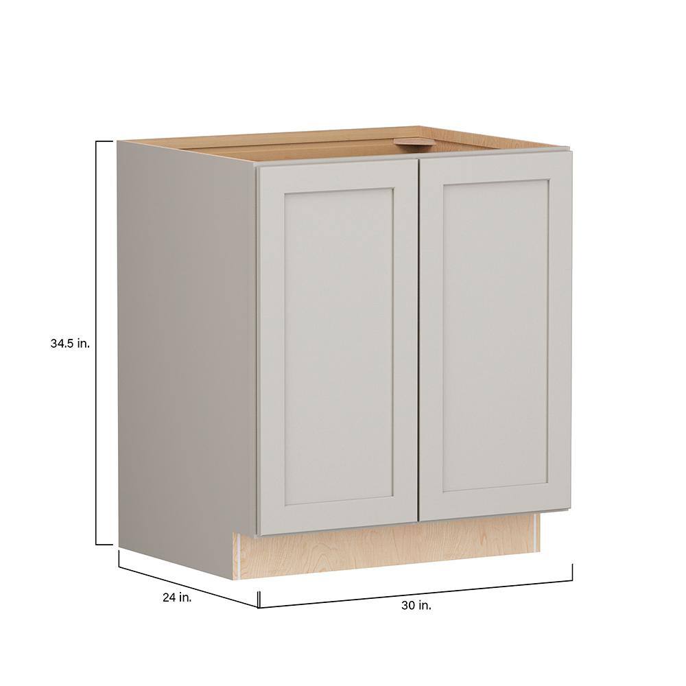 SIMPLY WOODMARK PRO Shaker Full Overlay 30 in. W. x 24 in. D x 34.5 in. H Plywood Assembled Full Height Base Kitchen Cabinet in Stone Gray