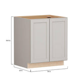 SIMPLY WOODMARK PRO Shaker Full Overlay 30 in. W. x 24 in. D x 34.5 in. H Plywood Assembled Full Height Base Kitchen Cabinet in Stone Gray