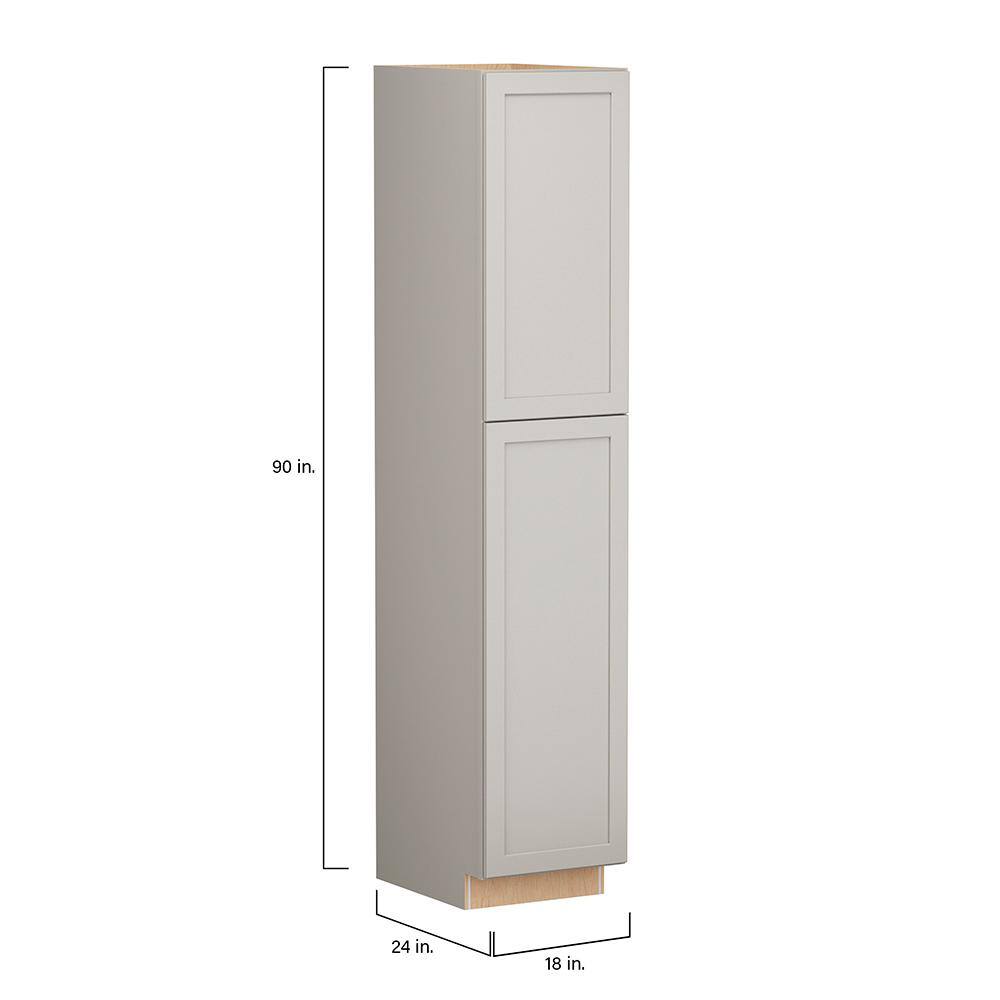 SIMPLY WOODMARK PRO Shaker Full Overlay 18 in. W x 24 in. D x 90 in. H Plywood Assembled Pantry Kitchen Cabinet in Stone Gray