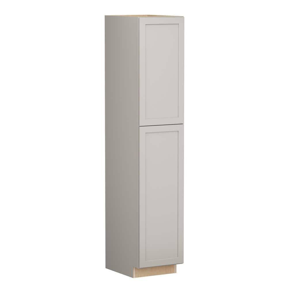 SIMPLY WOODMARK PRO Shaker Full Overlay 18 in. W x 24 in. D x 90 in. H Plywood Assembled Pantry Kitchen Cabinet in Stone Gray