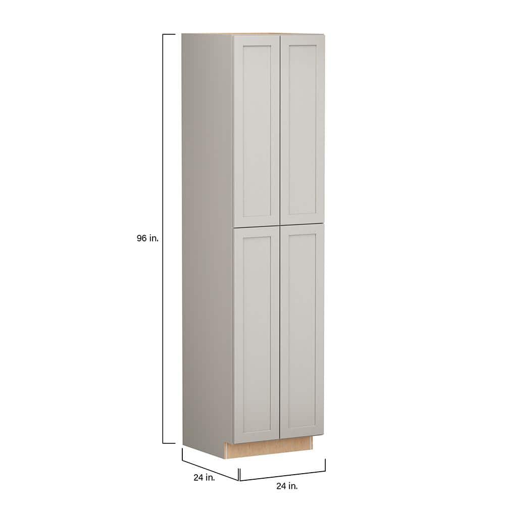 SIMPLY WOODMARK PRO Shaker Full Overlay 24 in. W x 24 in. D x 96 in. H Plywood Assembled Pantry Kitchen Cabinet in Stone Gray