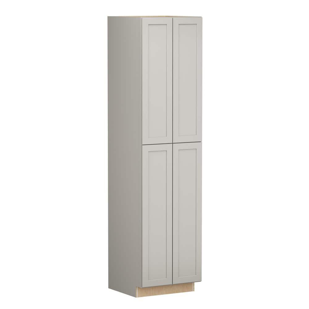 SIMPLY WOODMARK PRO Shaker Full Overlay 24 in. W x 24 in. D x 96 in. H Plywood Assembled Pantry Kitchen Cabinet in Stone Gray