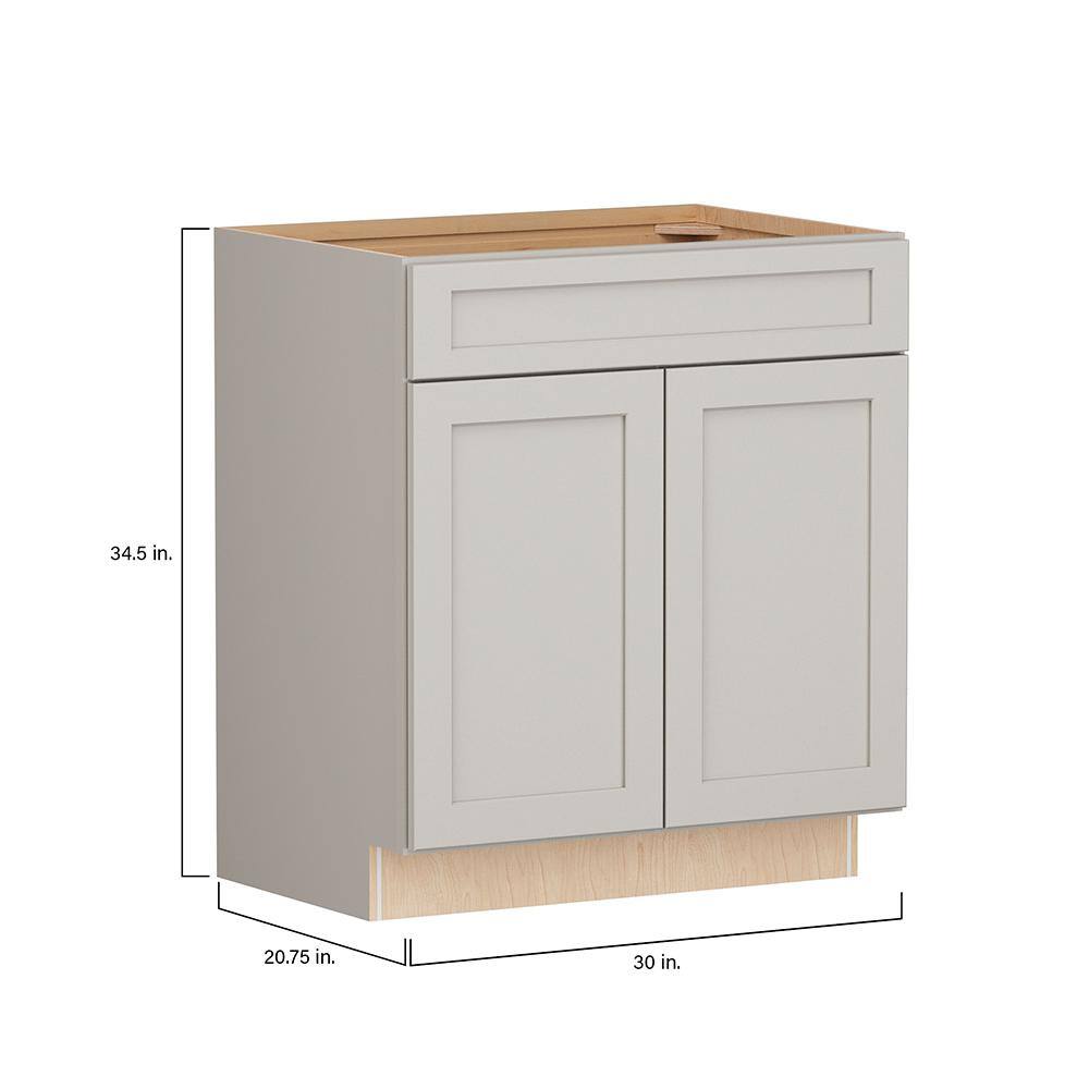 SIMPLY WOODMARK PRO Shaker Full Overlay 30 in. W x 20.75 in. D x 34.5 in. H Plywood Assembled Vanity Sink Base Bath Cabinet in Stone Gray