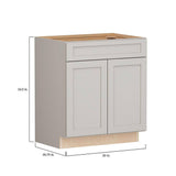 SIMPLY WOODMARK PRO Shaker Full Overlay 30 in. W x 20.75 in. D x 34.5 in. H Plywood Assembled Vanity Sink Base Bath Cabinet in Stone Gray