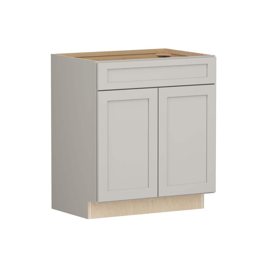 SIMPLY WOODMARK PRO Shaker Full Overlay 30 in. W x 20.75 in. D x 34.5 in. H Plywood Assembled Vanity Sink Base Bath Cabinet in Stone Gray