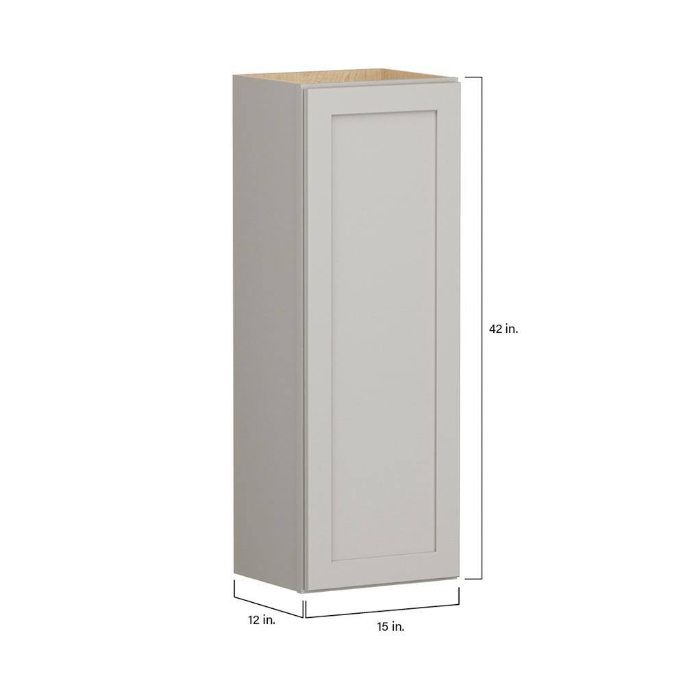 SIMPLY WOODMARK PRO Shaker Full Overlay 15 in. W x 12 in. D x 42 in. H Plywood Assembled Wall Kitchen Cabinet in Stone Gray
