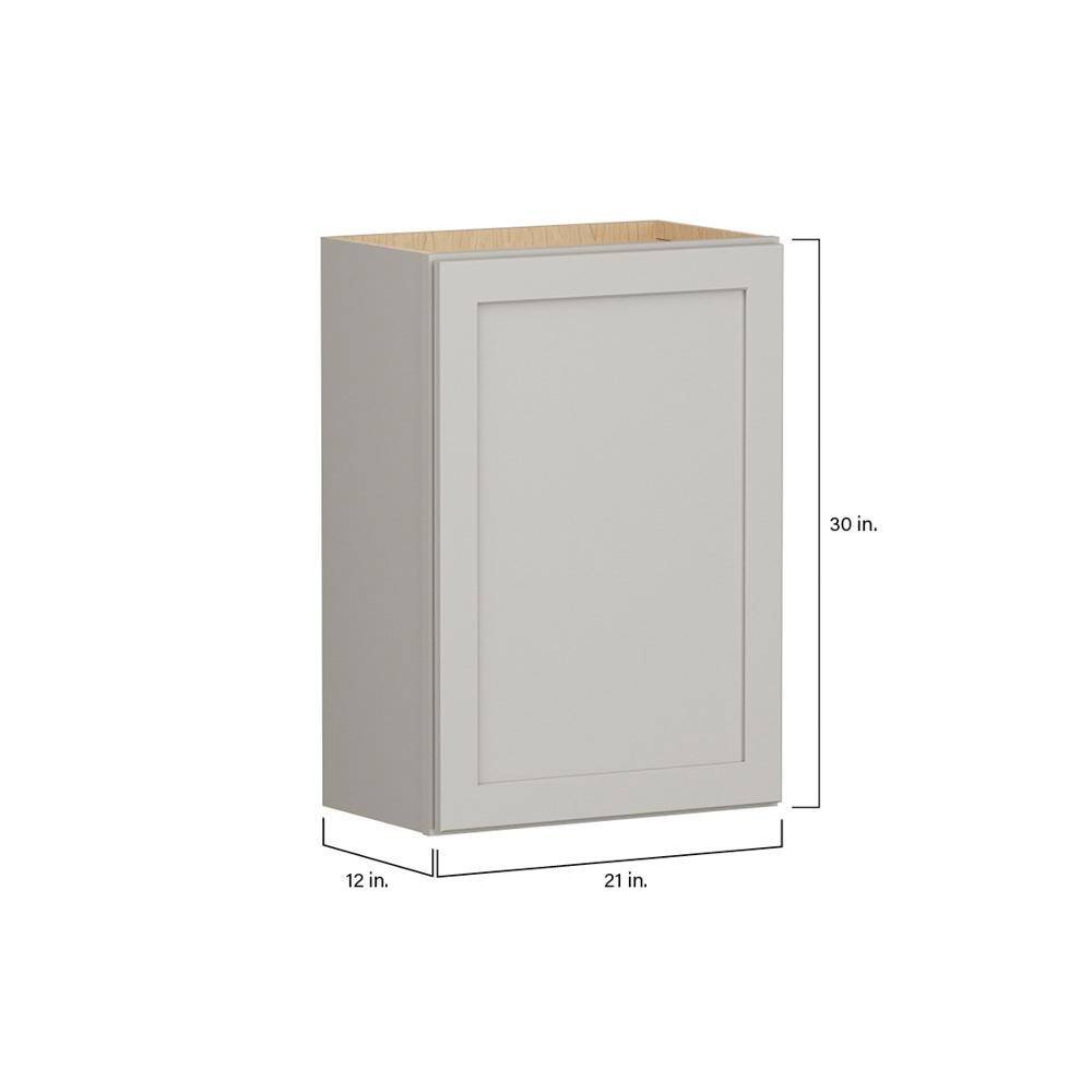SIMPLY WOODMARK PRO Shaker Full Overlay 21 in. W x 12 in. D x 30 in. H Plywood Assembled Wall Kitchen Cabinet in Stone Gray