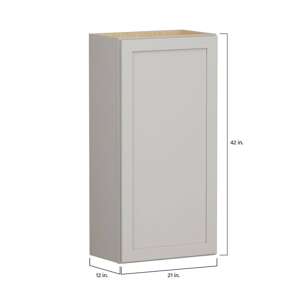 SIMPLY WOODMARK PRO Shaker Full Overlay 21 in. W x 12 in. D x 42 in. H Plywood Assembled Wall Kitchen Cabinet in Stone Gray