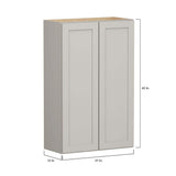 SIMPLY WOODMARK PRO Shaker Full Overlay 27 in. W x 12 in. D x 42 in. H Plywood Assembled Wall Kitchen Cabinet in Stone Gray