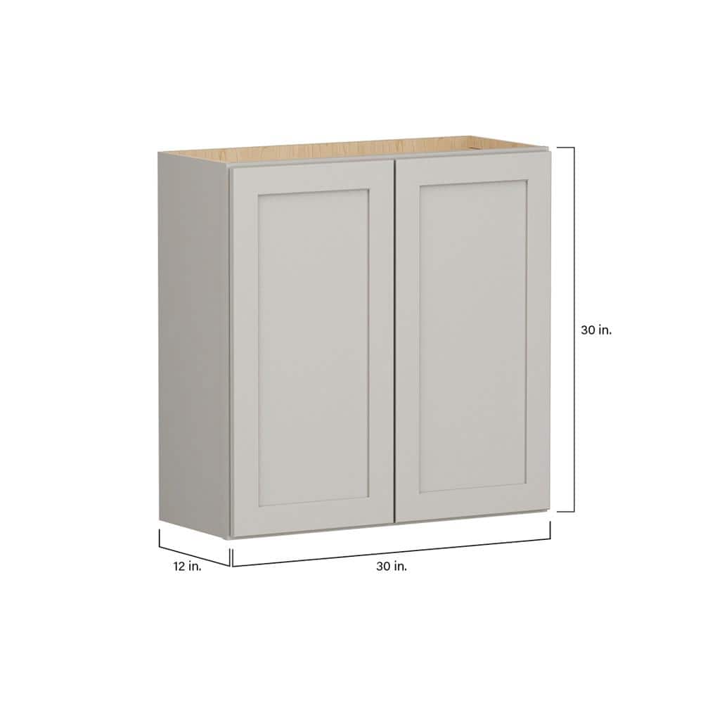 SIMPLY WOODMARK PRO Shaker Full Overlay 30 in. W x 12 in. D x 30 in. H Plywood Assembled Wall Kitchen Cabinet in Stone Gray