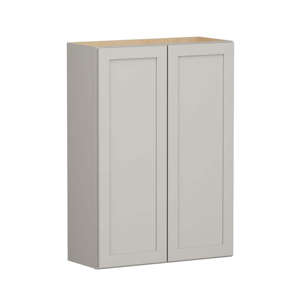 SIMPLY WOODMARK PRO Shaker Full Overlay 30 in. W x 12 in. D x 42 in. H Plywood Assembled Wall Kitchen Cabinet in Stone Gray