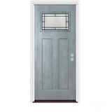 36 in. x 80 in. 1 Lite Craftsman Wendover Stone Stained Fiberglass Prehung Left-Hand Inswing Front Door w/Brickmould