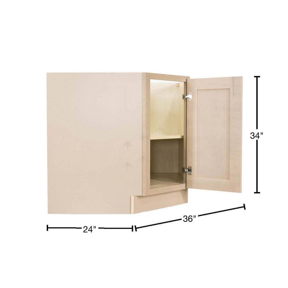 LIFEART CABINETRY Lancaster Shaker Assembled 36 in. x 34.5 in. x 24 in. Base Diagonal Cabinet in Stone Wash
