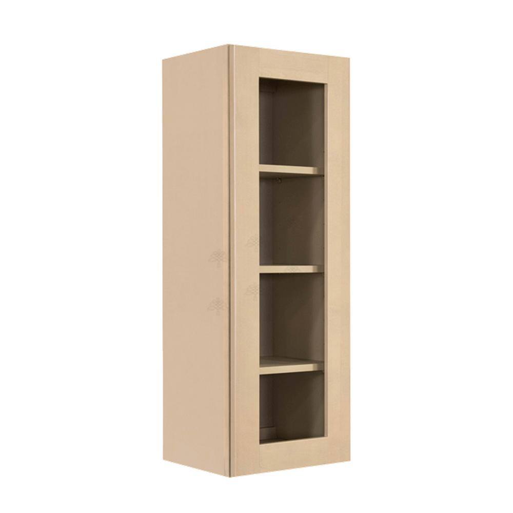 LIFEART CABINETRY Lancaster Shaker Assembled 18x42x12 in. Wall Mullion Door Cabinet with 1 Door 3 Shelves in Stone Wash