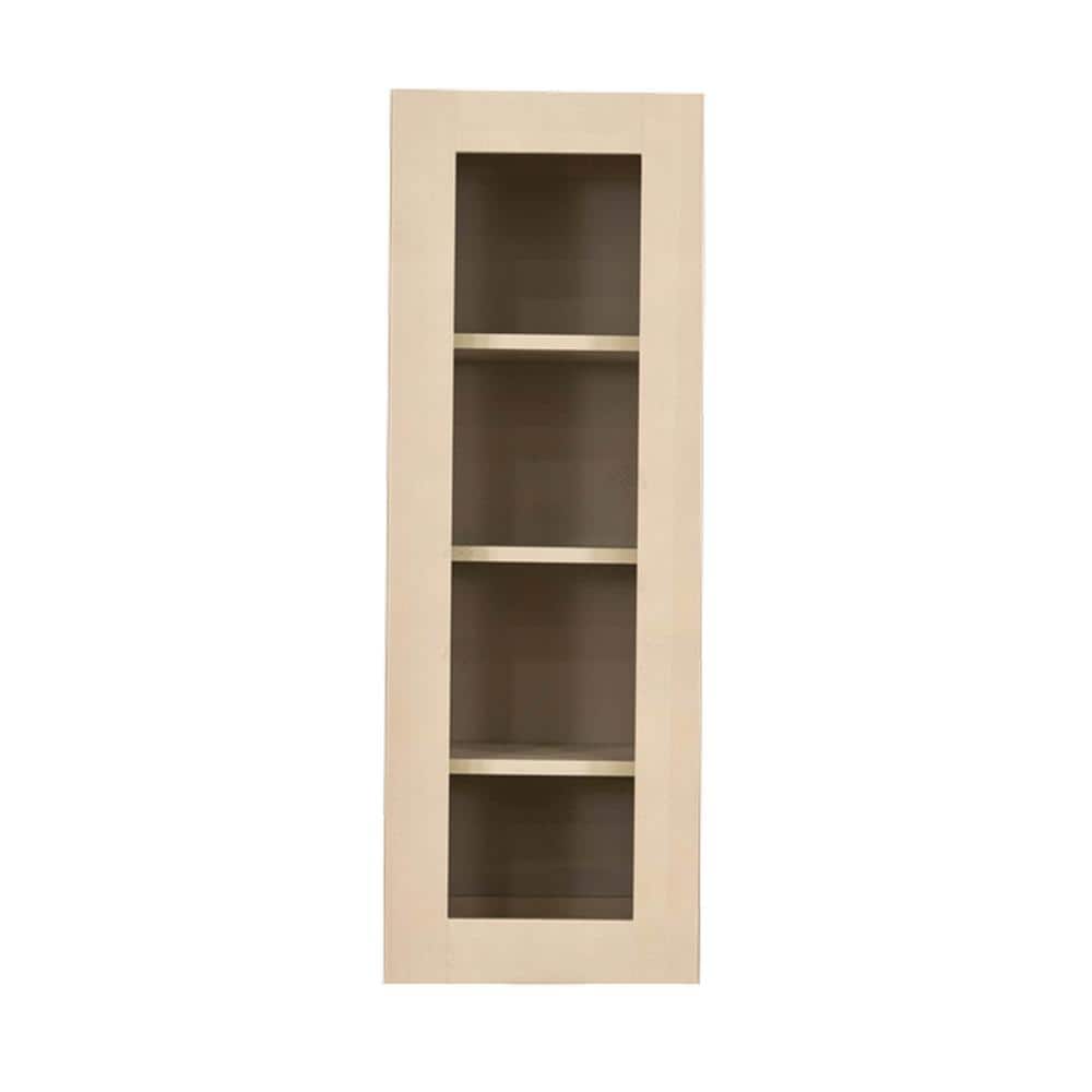 LIFEART CABINETRY Lancaster Shaker Assembled 18x42x12 in. Wall Mullion Door Cabinet with 1 Door 3 Shelves in Stone Wash