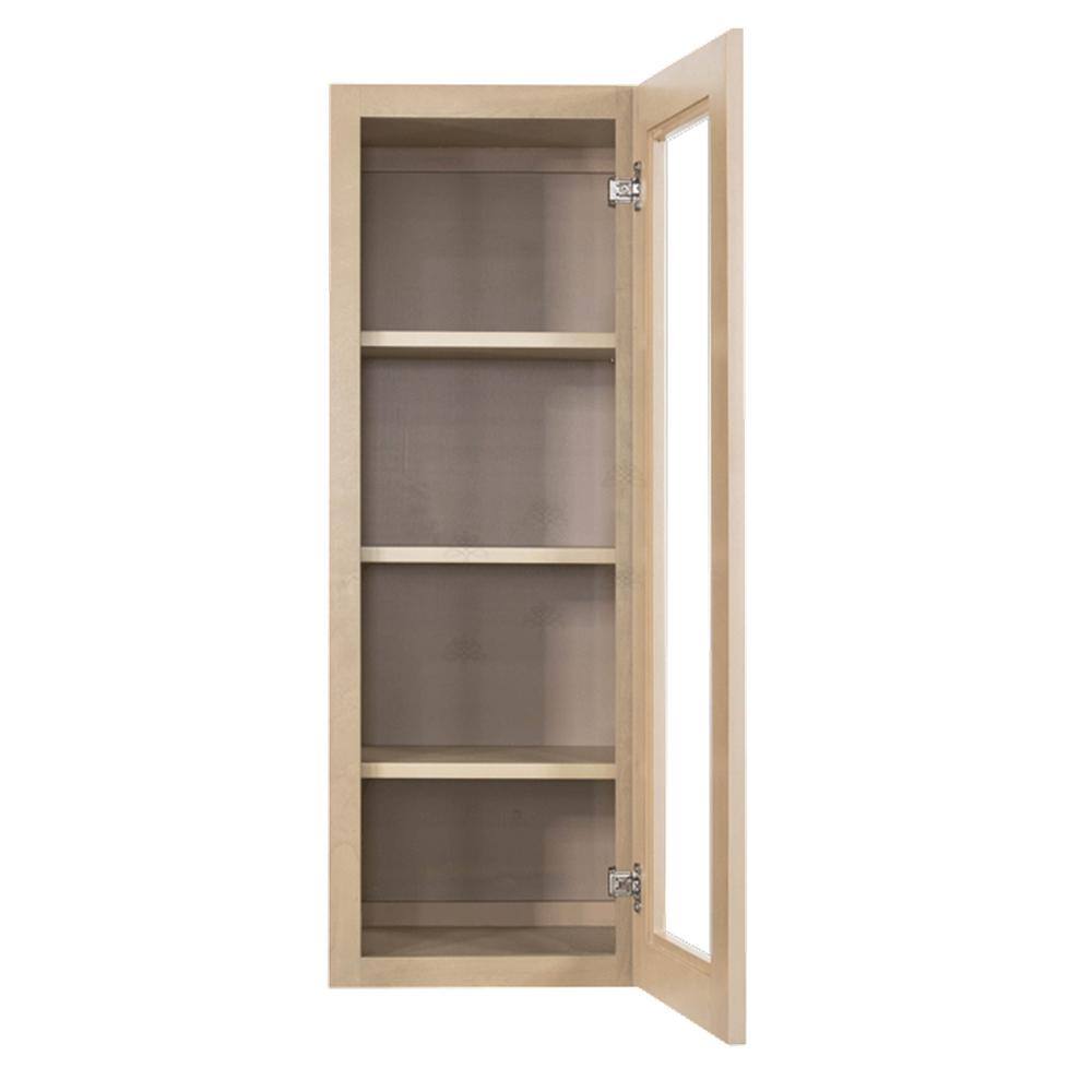 LIFEART CABINETRY Lancaster Shaker Assembled 18x42x12 in. Wall Mullion Door Cabinet with 1 Door 3 Shelves in Stone Wash