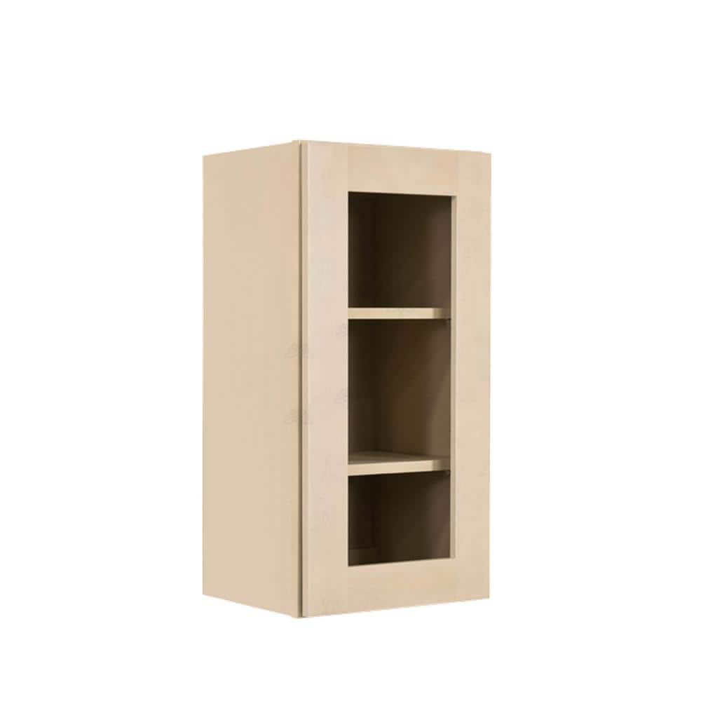 LIFEART CABINETRY Lancaster Shaker Assembled 21x30x12 in. Wall Mullion Door Cabinet with 1 Door 2 Shelves in Stone Wash